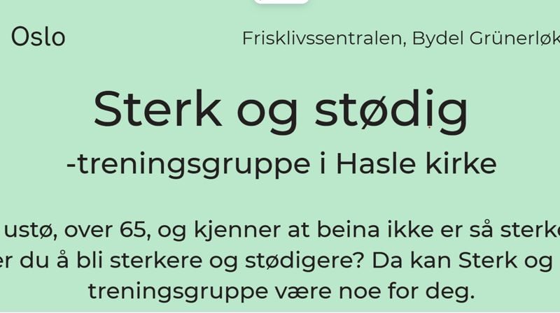 "Sterk og stødig"-treningsgruppe for deg på 65+