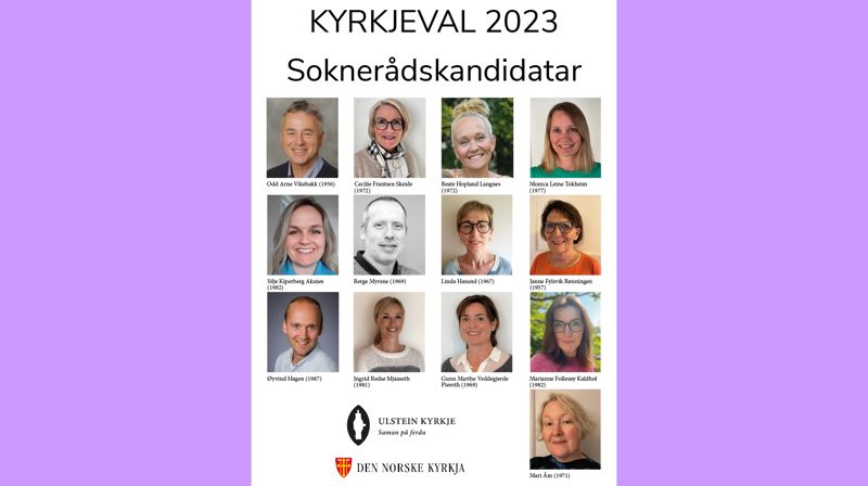 samanstilling av portrettbilde til alle nye valde medlemar i Ulstein sokneråd med navn.