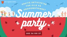 Summer party, gratis aktiviteter for alle på ungdomstrinnet i uke 26 og 27. 