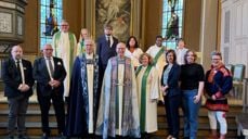 Biskop Olav Øygard og medvirkende i avskjedsgudstjenesten søndag 17. august 2025