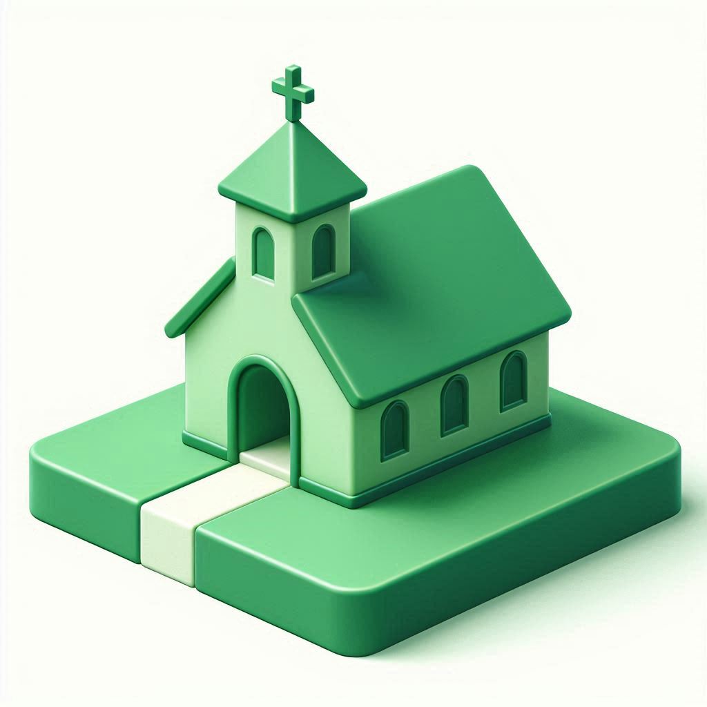 modell av grønn kirke