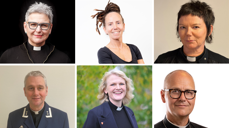 Det er seks kandidatar til å verte biskop i Bjørgvin bispedøme. Stephanie Dietrich (foto: Erlend Berge), Sunniva Gylver (foto: Harald Bø), Ragnhild Jepsen, Nils Terje Lunde (foto: Forsvaret), Kjersti Gautestad Norheim (foto: Gyrid Cecilie Nygaard) og Gudmund Waaler.
