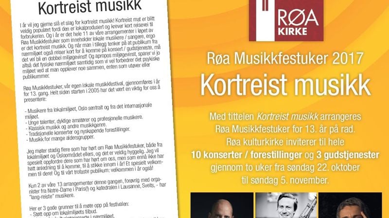 Velkommen til Røa Musikkfestuker fra 22. oktober