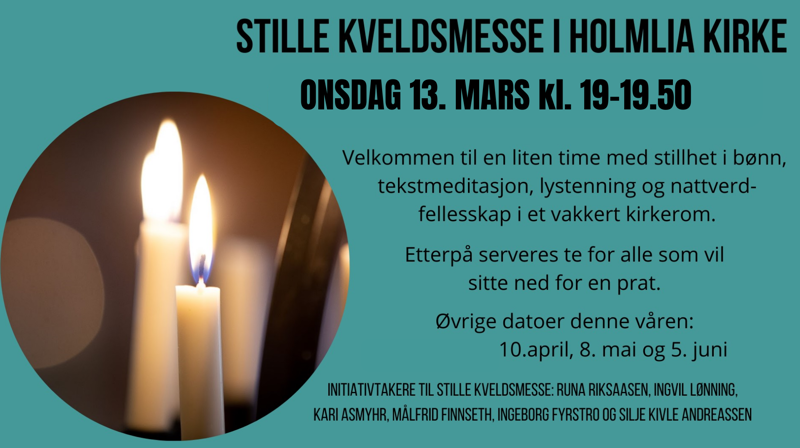 Stille kveldsmesse onsd 13.mars kl.19