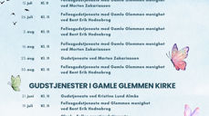 Gudstjenester i Gamle Glemmen og Glemmen kirke sommeren 2026