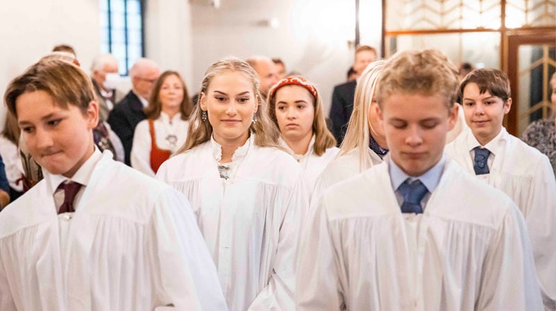 Konfirmanter på den store dagen. Foto: Von kommunikasjonsbyrå / Kirkerådet