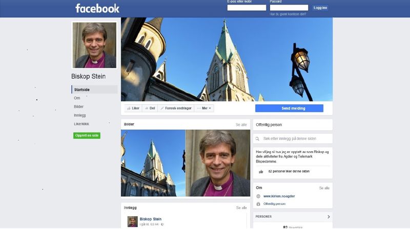 Biskop Stein er på Facebook