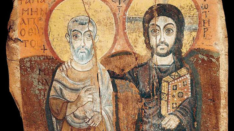 Ikonet med Jesus og venen hans var ikon for ungdomsåret. Foto av ikon i Louvre-museet (Kristus og abbed Ména).