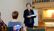 Inger-Lise Ulsrud er kantor i Uranienborg kirke og professor på Norges musikkhøgskole. Onsdag 15. mai møtte hun kirkemusikere fra hele Nidaros. (Alle foto: Magne Vik Bjørkøy)