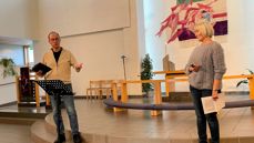Arne Berge og Kirsti Melangen fortalte fra konfirmantarbeidet i Hinna menighet.