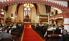 Vår Frelsers kirke i Haugesund er en av kirkene som kommer til å sende gudstjeneste på TV Haugaland.
