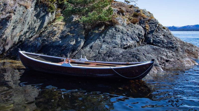 «Stafettpinnen» er en robåt som er utlånt fra Engøyholmen kystkultursenter. Foto: Andrea Rocha