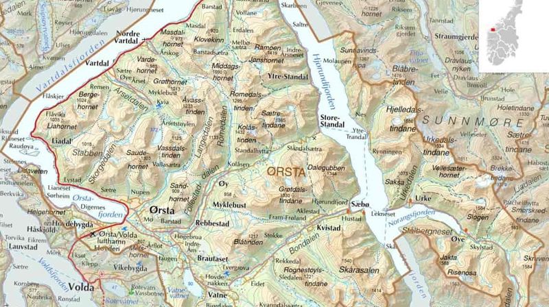 Kart over Ørsta kommune Bilete: snl.no