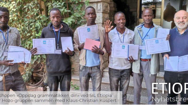 F ra workshopen «Oppdag grammatikken din» ved SIL Etiopia som viser Hozo gruppen sammen med Klaus Christian Küspert