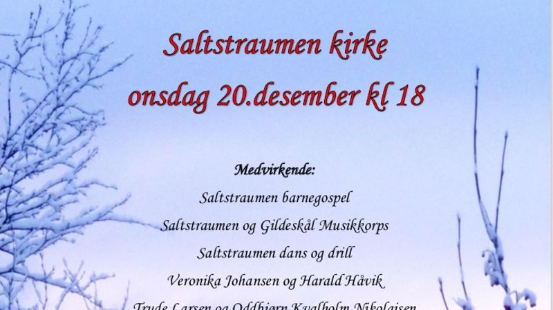 Vi synger og spiller julen inn i Saltstraumen kirke 20. desember kl. 18.00
