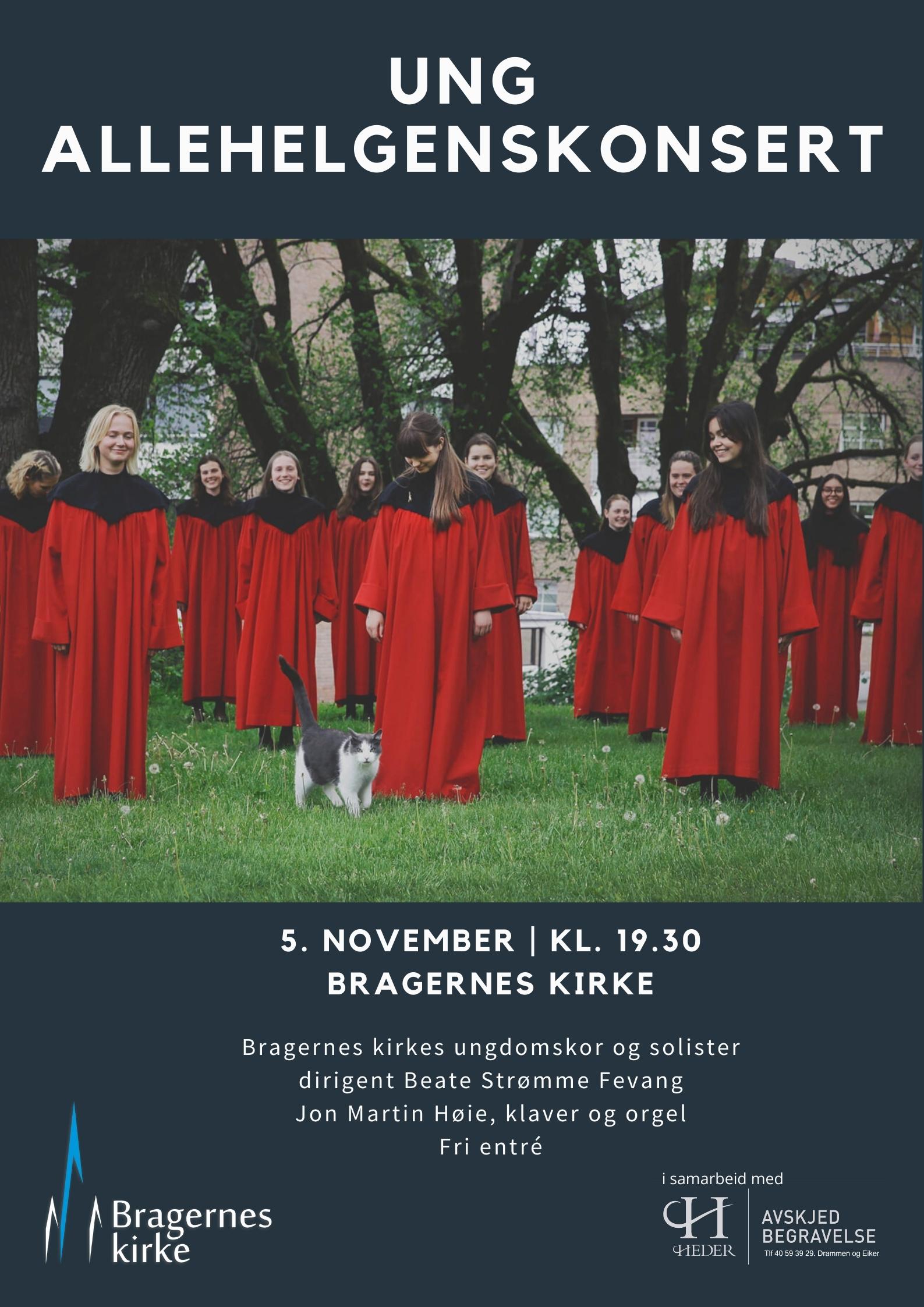 Plakat for Ung allehelgenskonsert med Bragernes kirkes ungdomskor