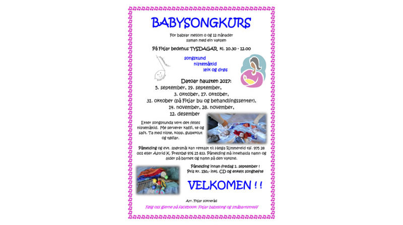 Babysongkurs og småbarnstreff - hausten 2017