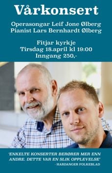 Plakat for konsert med Leif Jone Ølberg og Lars Bernhardt Ølberg