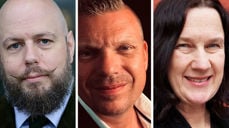 Panelet på kommende Fritime: f.v. humanist Didrik Søderlind, healer Arnt R. Sølsnes og prest Kristin Winlund.