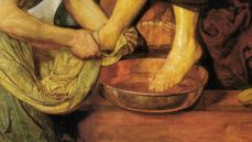 Jesus vasker Peters føtter. Utsnitt maleri av Ford Madox Brown. Kilde: Wikimedia Commons.