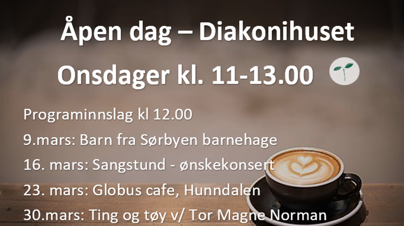 Åpen dag på Diakonihuset onsdager kl 11-13