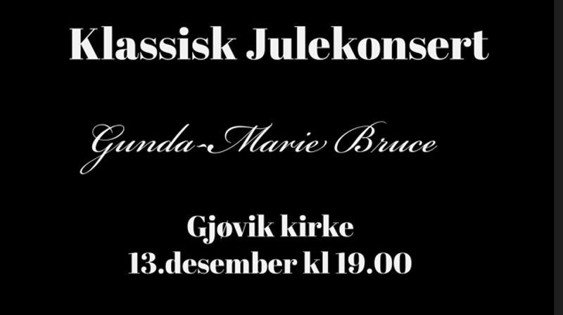 Julekonsert med Gunda Marie Bruce - Gjøvik kirke 13. desember kl 19.00