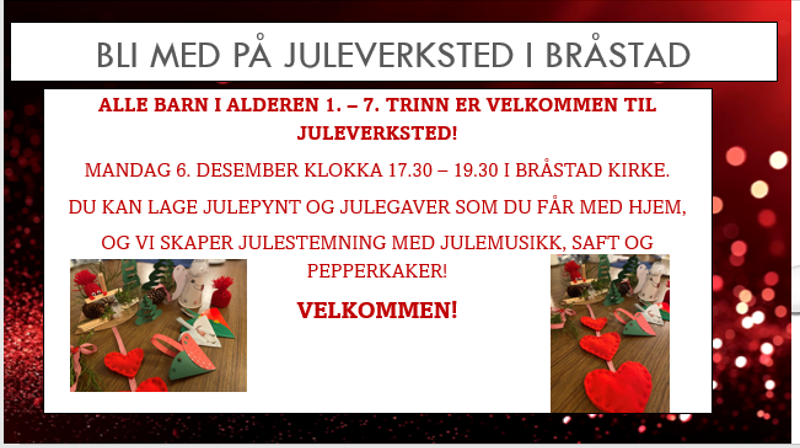 Juleverksted 06. desember kl 17.30-19.30