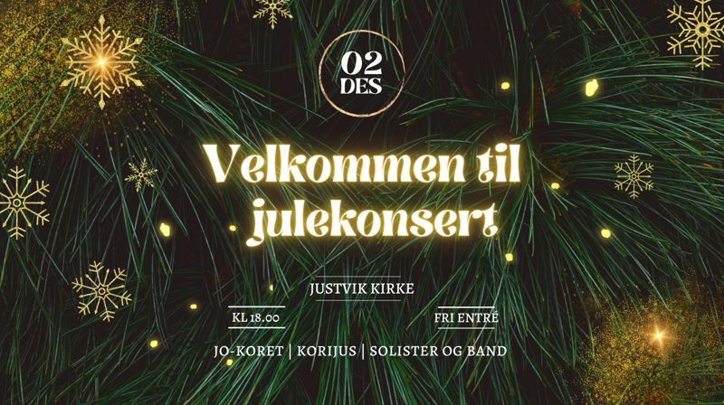 Julekonsert i Justvik kirke lørdag 2. desember kl. 18.00