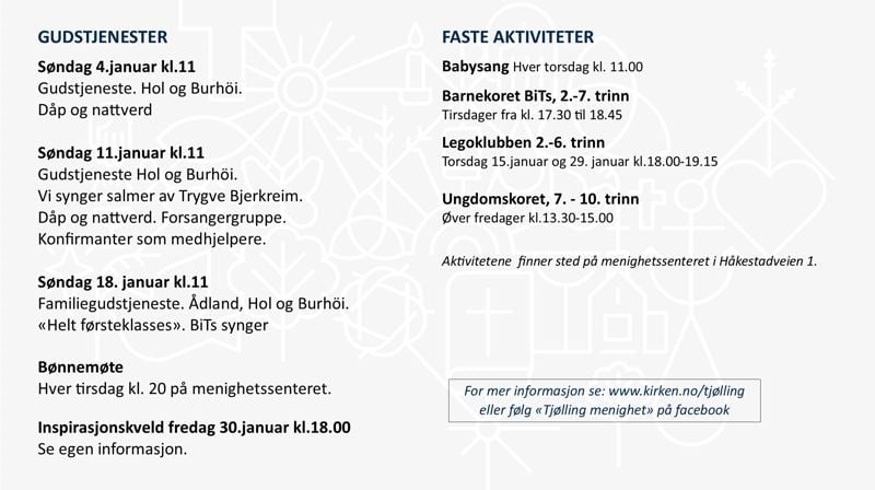 Programoversikt for Tjølling menighet.