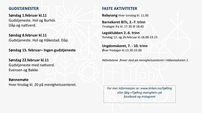 Programoversikt for Tjølling menighet.