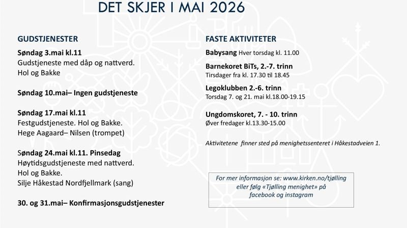Programoversikt for Tjølling menighet.