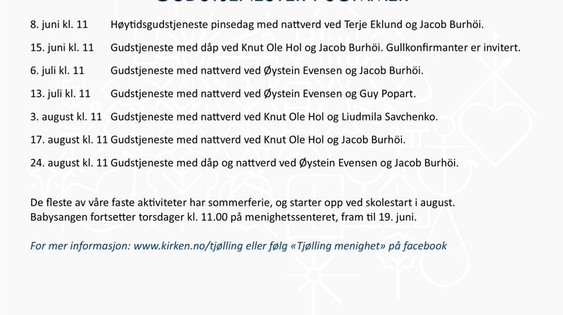 Programoversikt for Tjølling menighet.