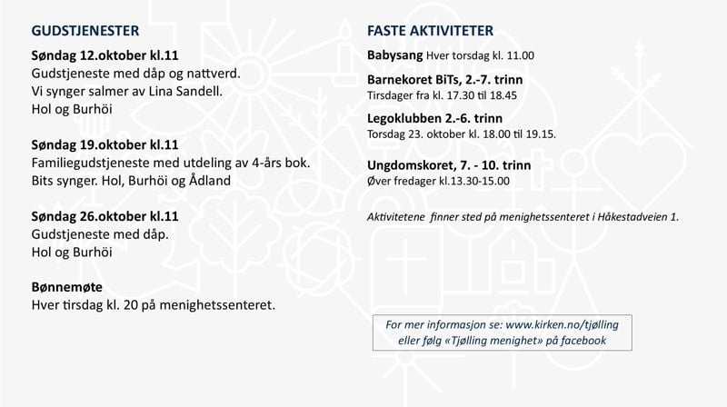 Programoversikt for Tjølling menighet.
