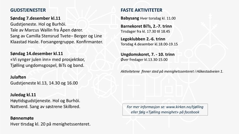 Programoversikt for Tjølling menighet.