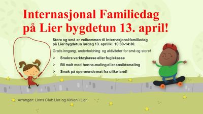 Internasjonal familiedag 13 april på Lier bygdetun