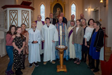 Biskop Olav Øygard sammen med de andre som bidro under gudstjenesten søndag