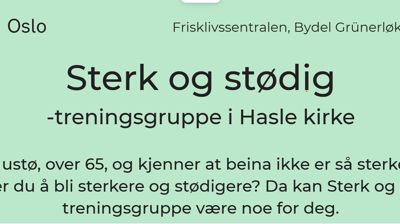 "Sterk og stødig"-treningsgruppe for deg på 65+