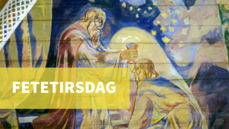 Melkisedek og Abraham. Utsnitt fra Hugo Lous Mohrs takmaleri i Oslo domkirke.