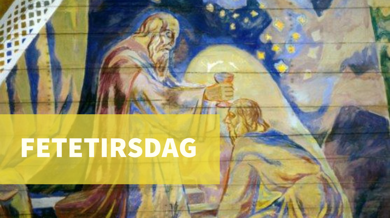 Melkisedek og Abraham. Utsnitt fra Hugo Lous Mohrs takmaleri i Oslo domkirke.