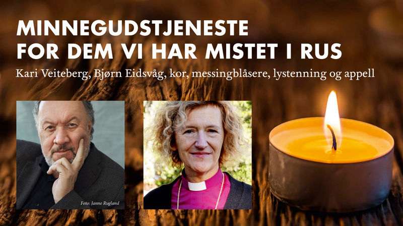 Bjørn Eidsvåg synger og Oslo biskop Kari Veiteberg preiker på minnegudstjenesten. Foto av Eidsvåg: Janne Rugland