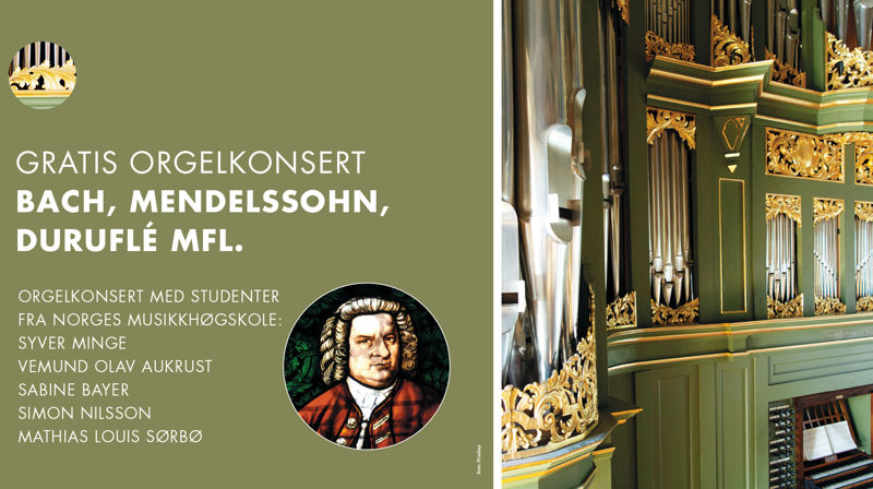 Gratis orgelkonsert med studenter fra Norges musikkhøgskole