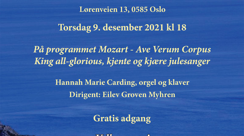 Julekonsert med Norlæningenes forenings kor Torsdag 9. des. er dessverre avlyst!