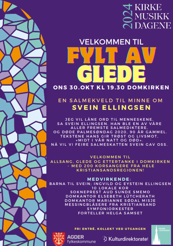 Plakat for arr. i Domkirken 30.10.: Fylt av glede