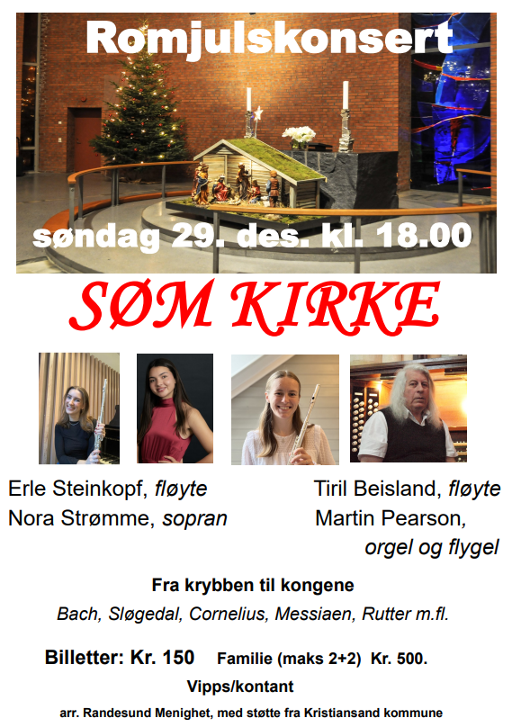 Romjulskonsert i Søm kirke 29. desember kl. 18