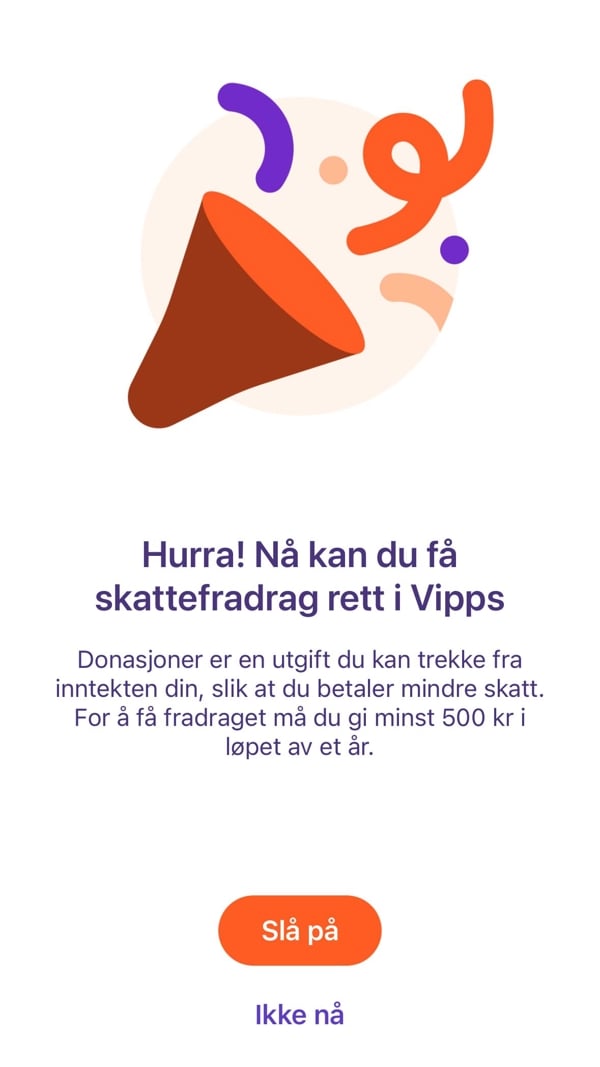 Få skattefrtitak rett i Vipps