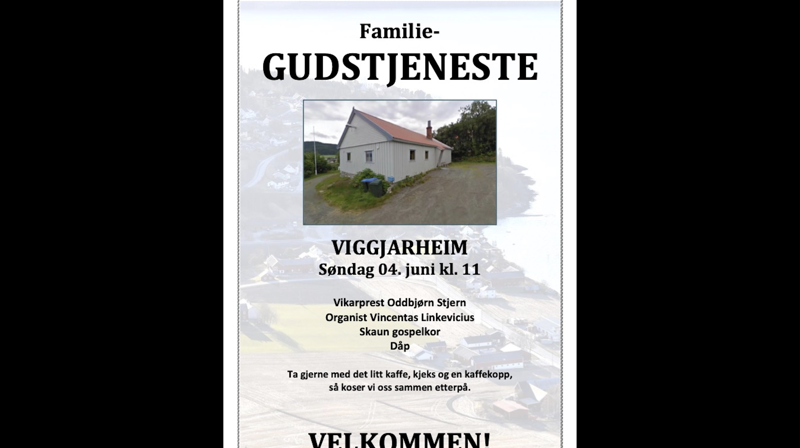 Familiegudstjeneste på Viggjarheim på søndag 04. juni kl.11