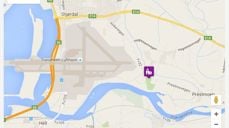 Kart fra Google maps der kirken er markert.