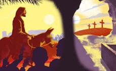 Palmesøndag red Jesus inn i Jerusalm for  feire datidens påske med jødene. (Ill. Den norske kirke). 
