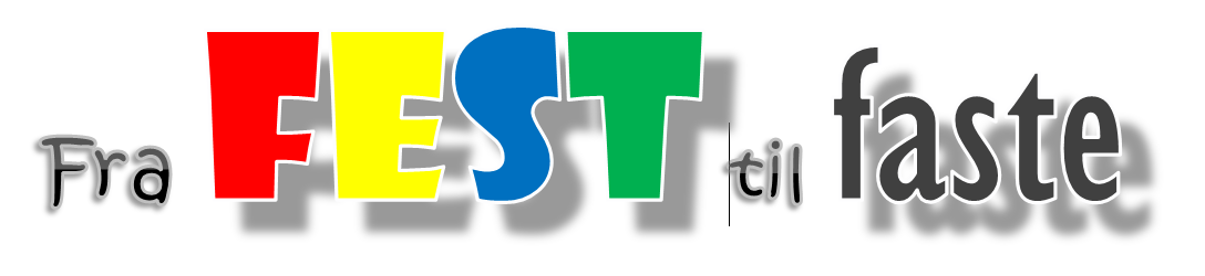 Logoen viser ordet FEST i farger og ordet faste i svart