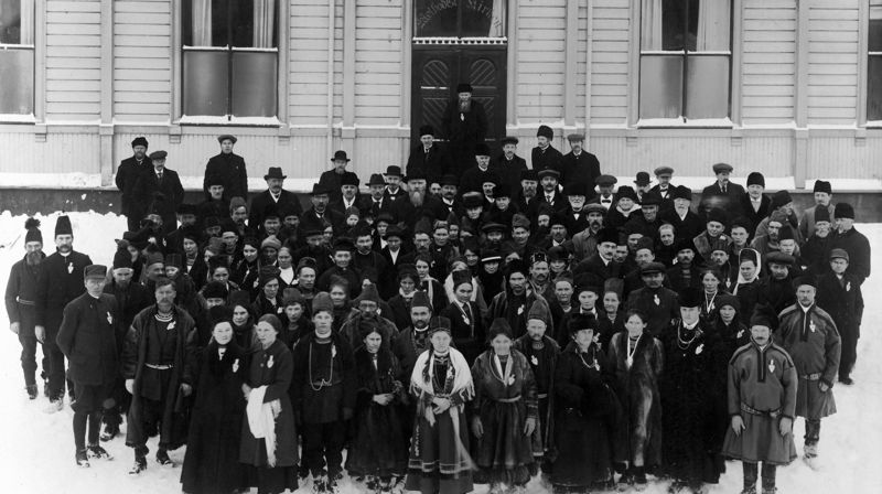 Deltagerne på det første samiske allmøtet i Metodistkirken i Trondheim 6. februar 1917.